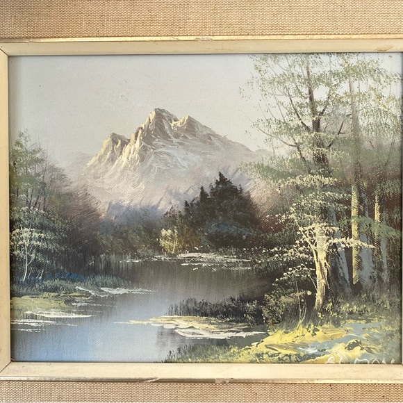 Rare Almon Baldwin(?) Signed Oil Painting Landscape Mountain Lake Nature - Picture 3 of 10